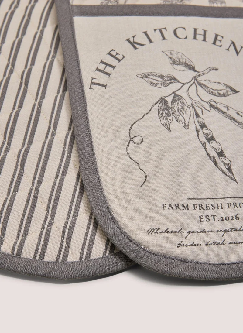 Matalan Kitchen Co Veg Print Oven Gloves Neutral